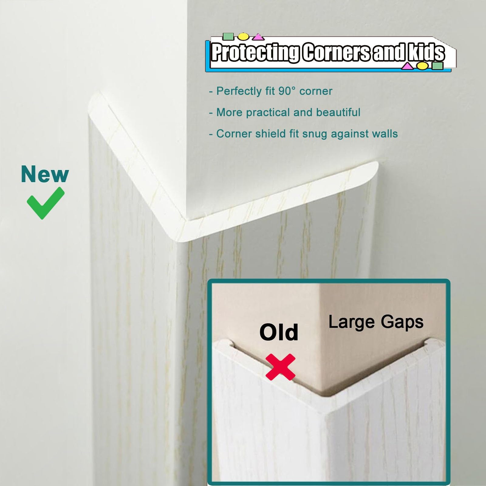 Protectores de esquina de pared de 2.0 in de ancho, marco de ventana de puerta autoadhesivo, borde/parachoques para perros masticando virutas de pintura, papel pintado, lágrimas, huellas dactilares, t