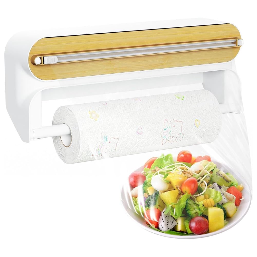 Hndhbfgrt Kitchen Wrap Dispenser with Cutters Magnetic Plastic Wrap Dispenser Kitchen Wrap Dispenser