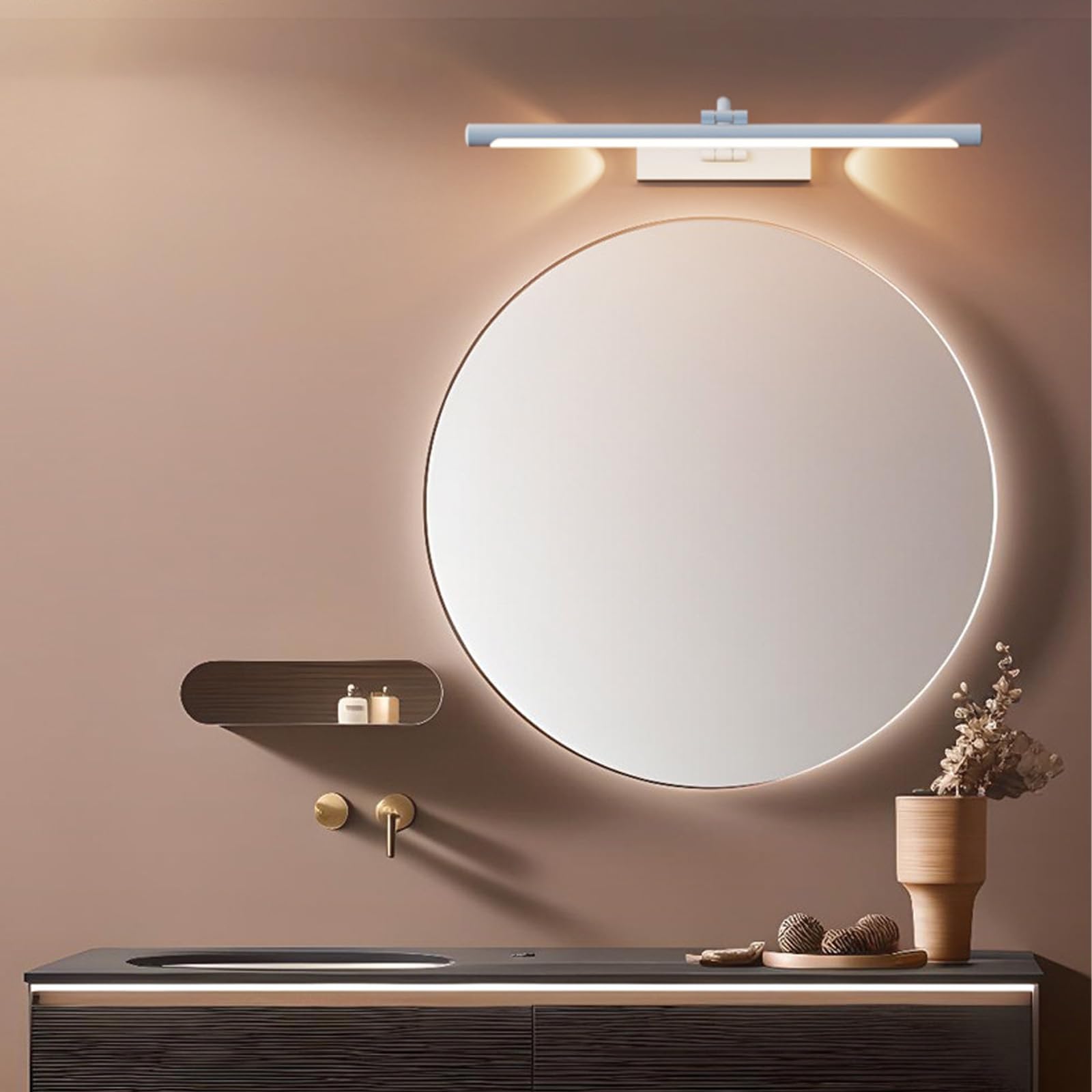 LED Spiegelleuchte Bad Wandleuchte 320° Drehung Einstellbarer Winkel Wandleuchten Bildbeleuchtung Wasserdicht Wandbeleuchtung Wohnzimmer Schlafzimmer Schminktisch (Weißes Neutrales Licht,40cm)