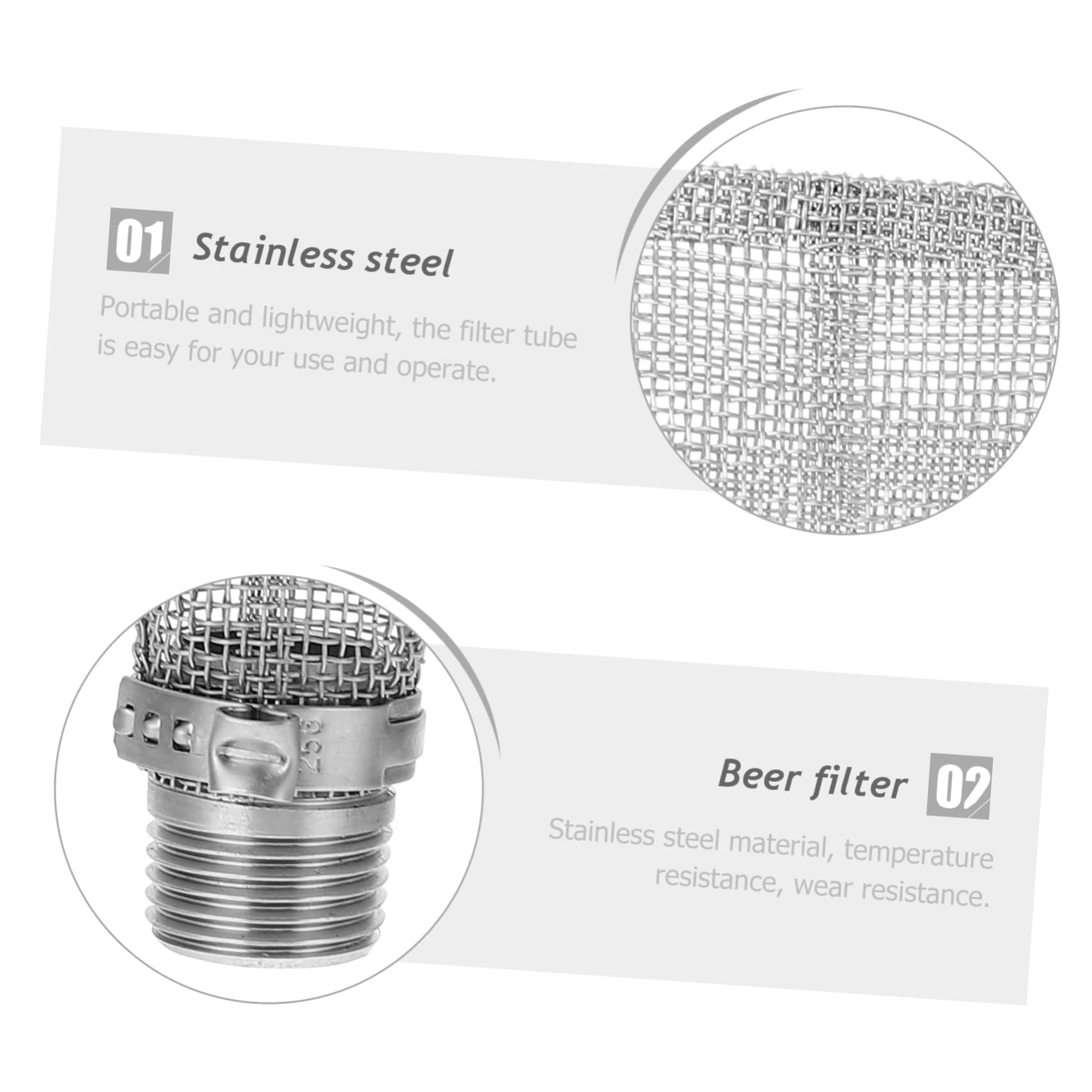 Garneck Stainless Steel Hop Strainer 1-2 Inches Beer Brewing Equipment Filter Tube for Wine Making
