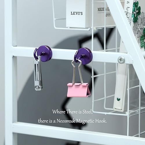 Vista 54 de NEOSMUK - Ganchos magnéticos de alta resistencia con imanes extrafuertes para colgar en refrigerador, crucero, cabinas o parrilla, color blanco