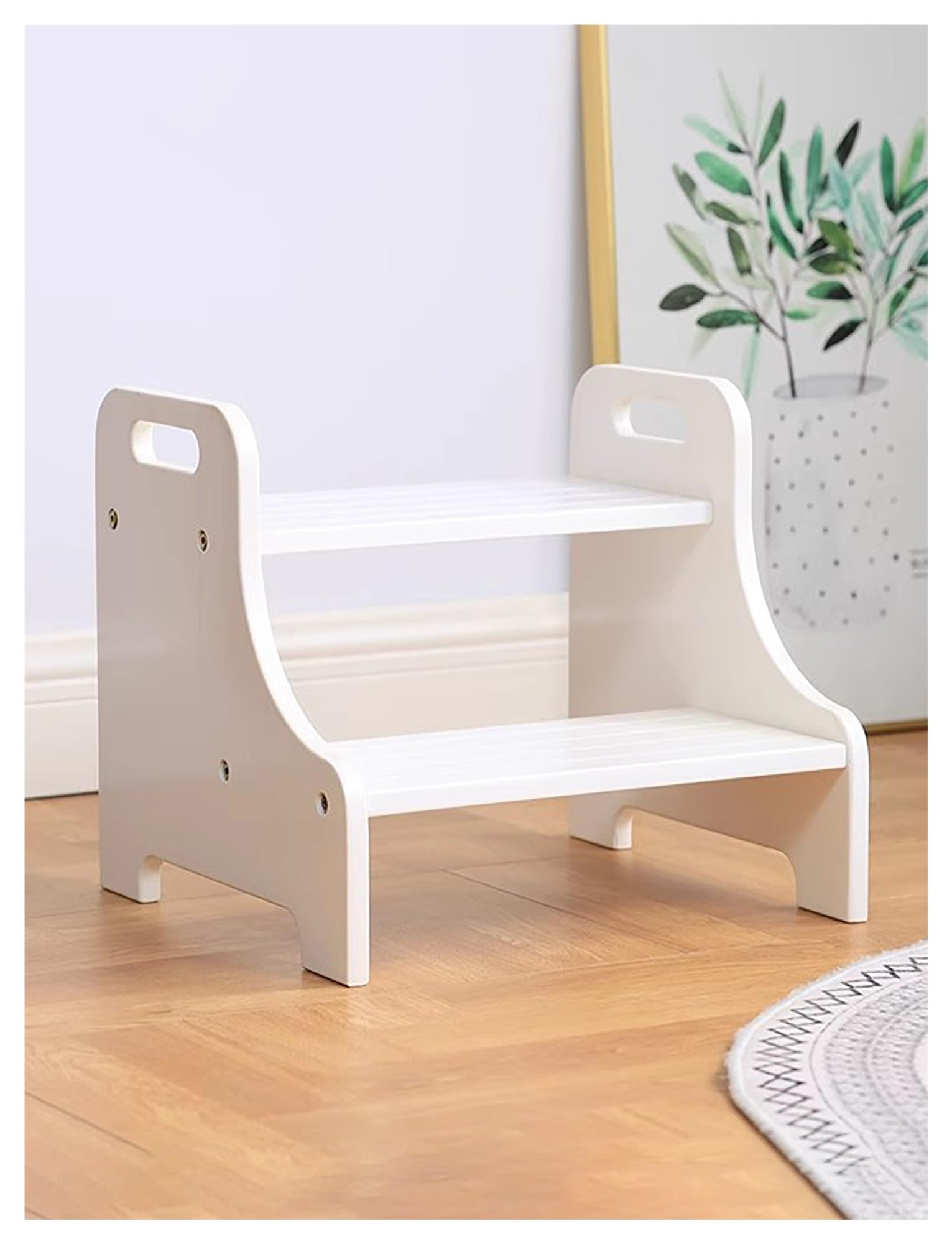 Taburete antideslizante de base ancha para baño y plataforma de lavandería