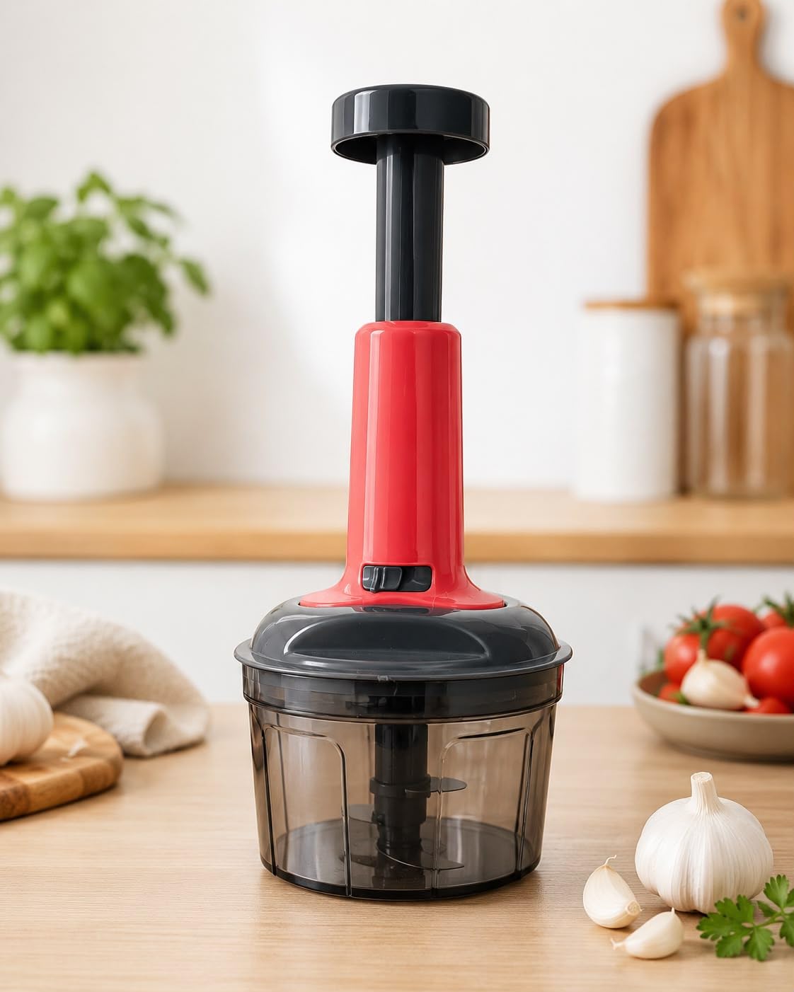 EIGHTHSCOPE 3 Blade Manual Vegetable Chopper with Pull Cord | Hand Food Chopper for Onion, Garlic, Vegetables & Fruits | BPA Free-image-33