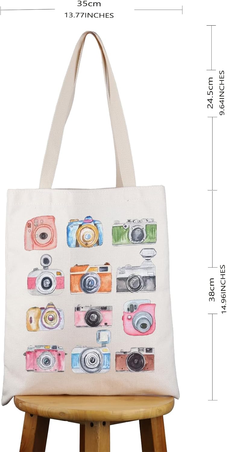 VAMSII Photographer Gift Vintage Cameras Tote Bag Photography Lover Handbag Camera Lover Gift - Image 4