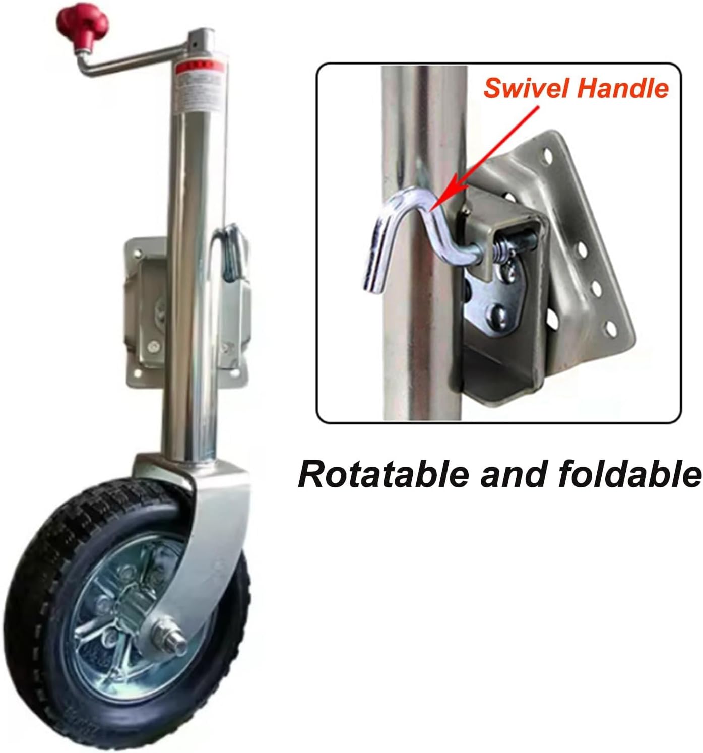 Swivelling Trailer Jockey Wheel Load Capacity 680Kg Jockey Wheel 254X80Mm Side Rocker Automatic Trailer Jockey Wheel Robust and Adjustable Jockey Wheel with Cl,A