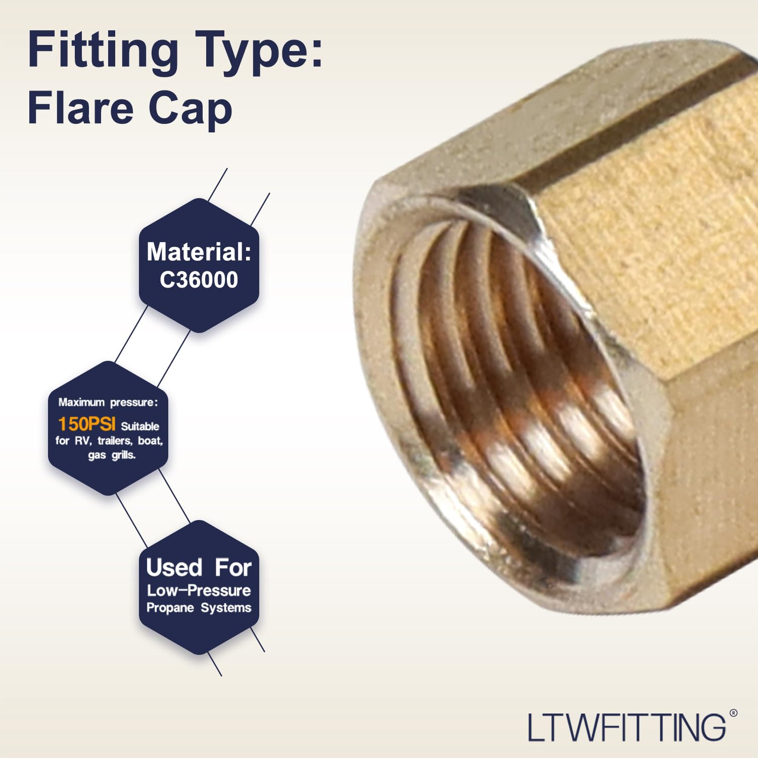 Générique 1/4" OD 45 degré Fusée Tête de Tuyau Raccord en Laiton (paquet de 60)