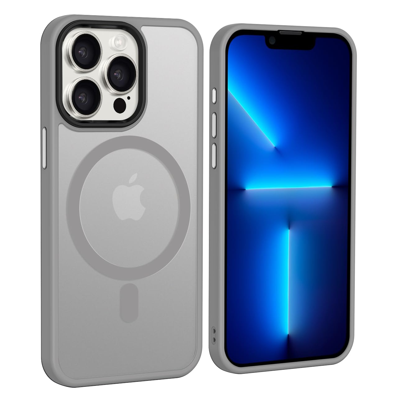 tigratigro Cover Magnetica per iPhone 13 Pro, Compatibile con MagSafe, Custodia Traslucida Opaca Posteriore Sottile Antiurto Protettiva Case, Protezione Antiurto di Grado Militare, Argento