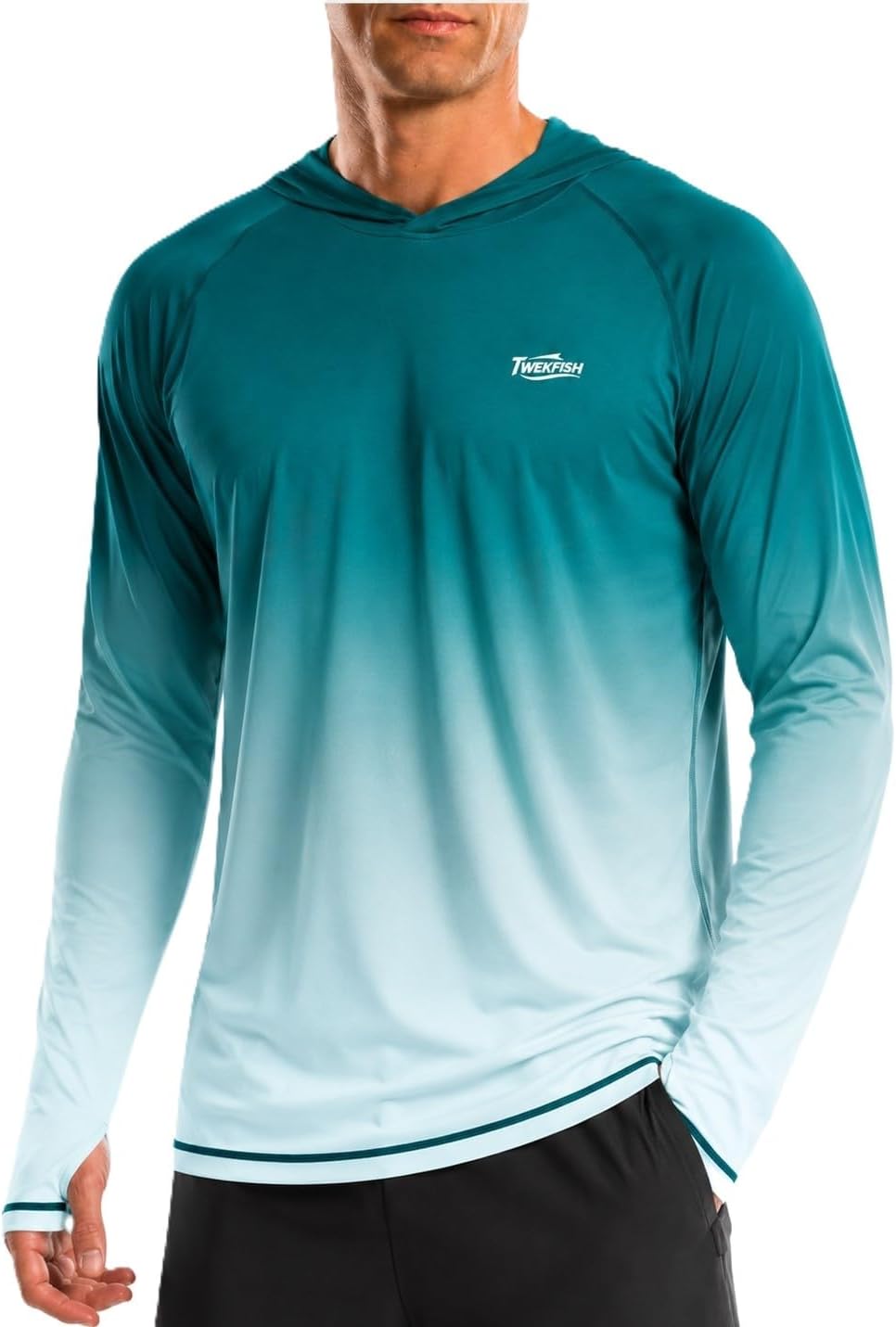 Men's UPF 50+ Sun Hoodie, Long Sleeve UV Protection Hooded Fishing Shirts, Lightweight Swim Surfing Rash Guard