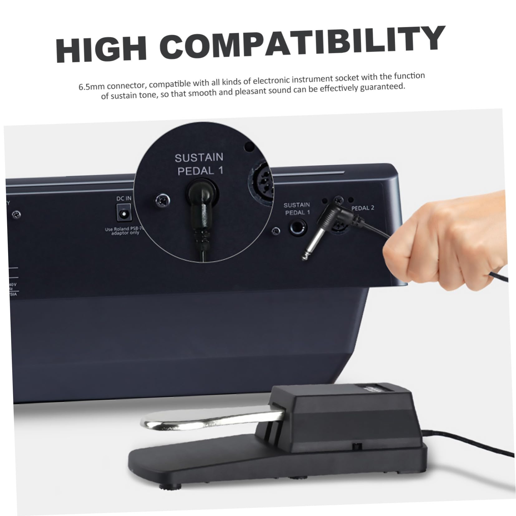 Pedal De Sustain y Resonancia Para Teclado Cable De 1,5 m Polaridad Ajustable