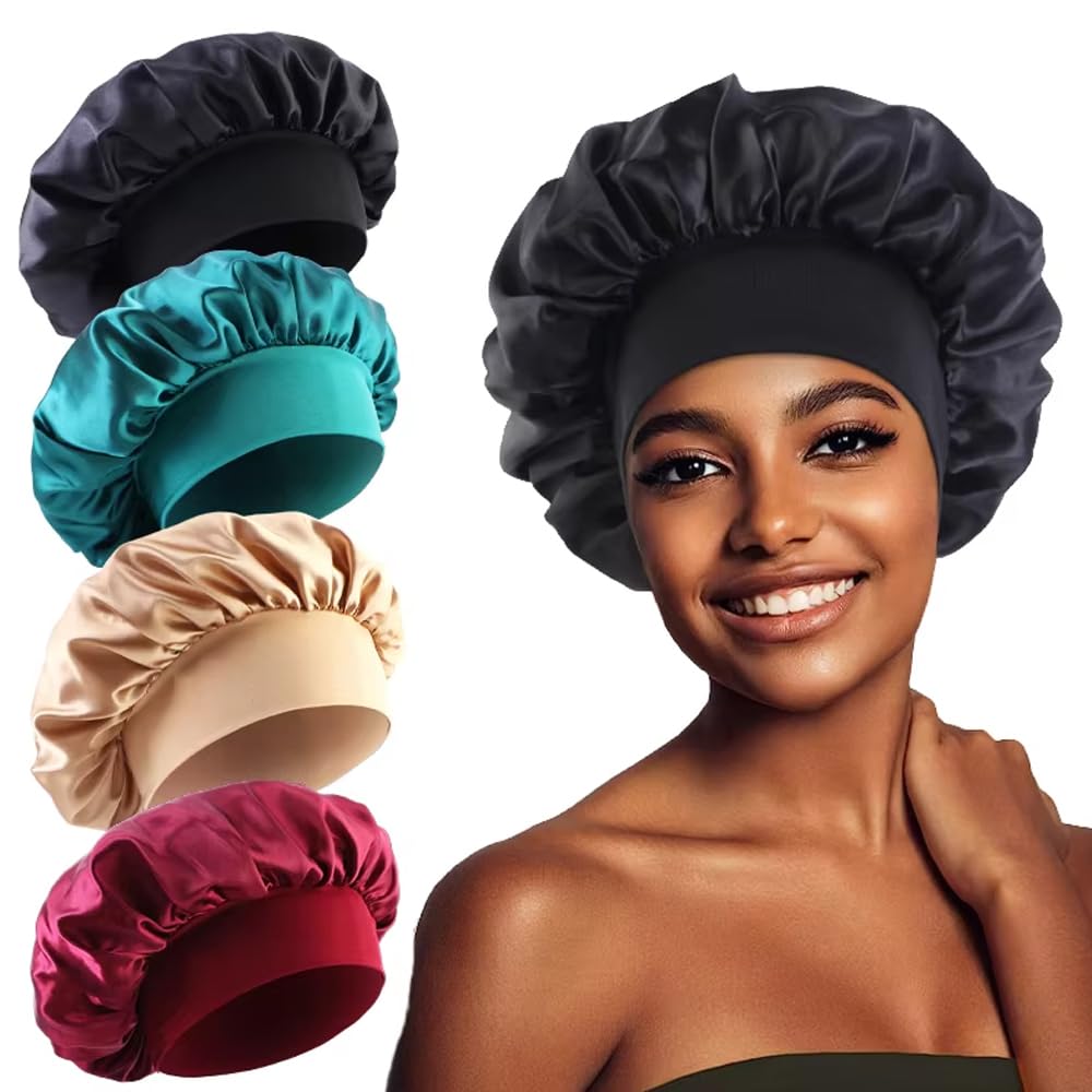 Cuffia Seta Capelli Notte,Cuffia Capelli Ricci Not Cuffia for Capelli in Raso con Tesa Larga e setosa for Dormire, con Elastico Morbido, Strumento for Lo Styling dei Capelli(12pcs)