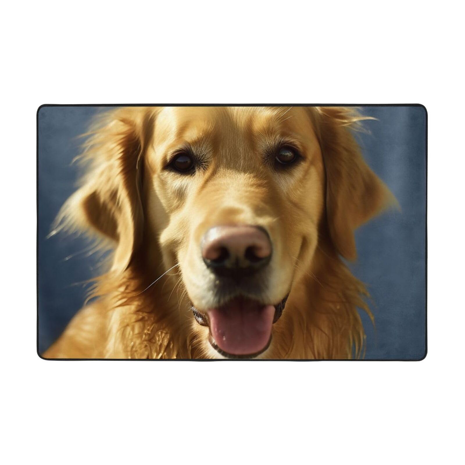 Tapis en peluche courte Golden Dog 183x122 cm lavable et antidérapant