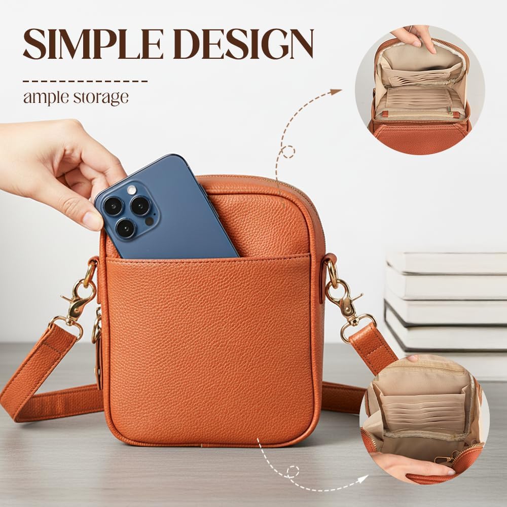 Vegan Leather Anti Theft Crossbody Bags for Women, Vintage Shoulder Bag, Small Purses for Women with Card Slots