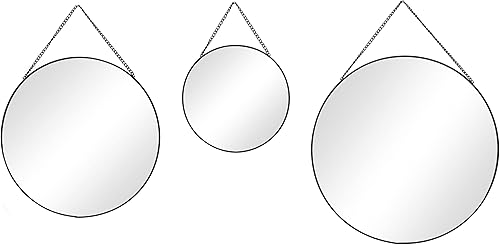 Scott Living Espejos redondos enmarcados con cadenas juego de 3 negro