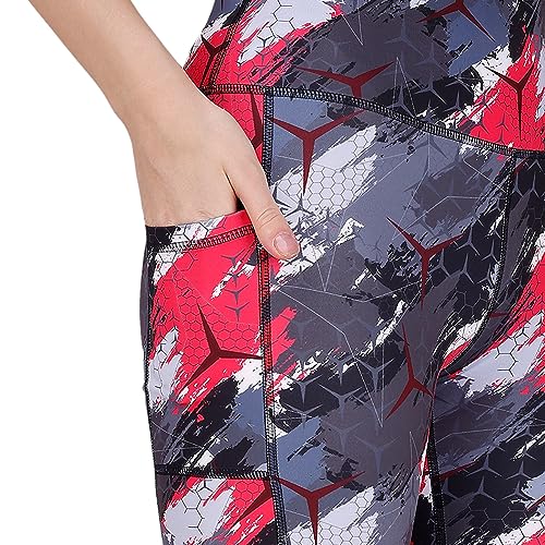 Image of SOIE Women Polyester Blend Sports Shorts High Waist Knee Length with Side Pocket Quick Dry Squat Proof Athleisure Shorts for Workout