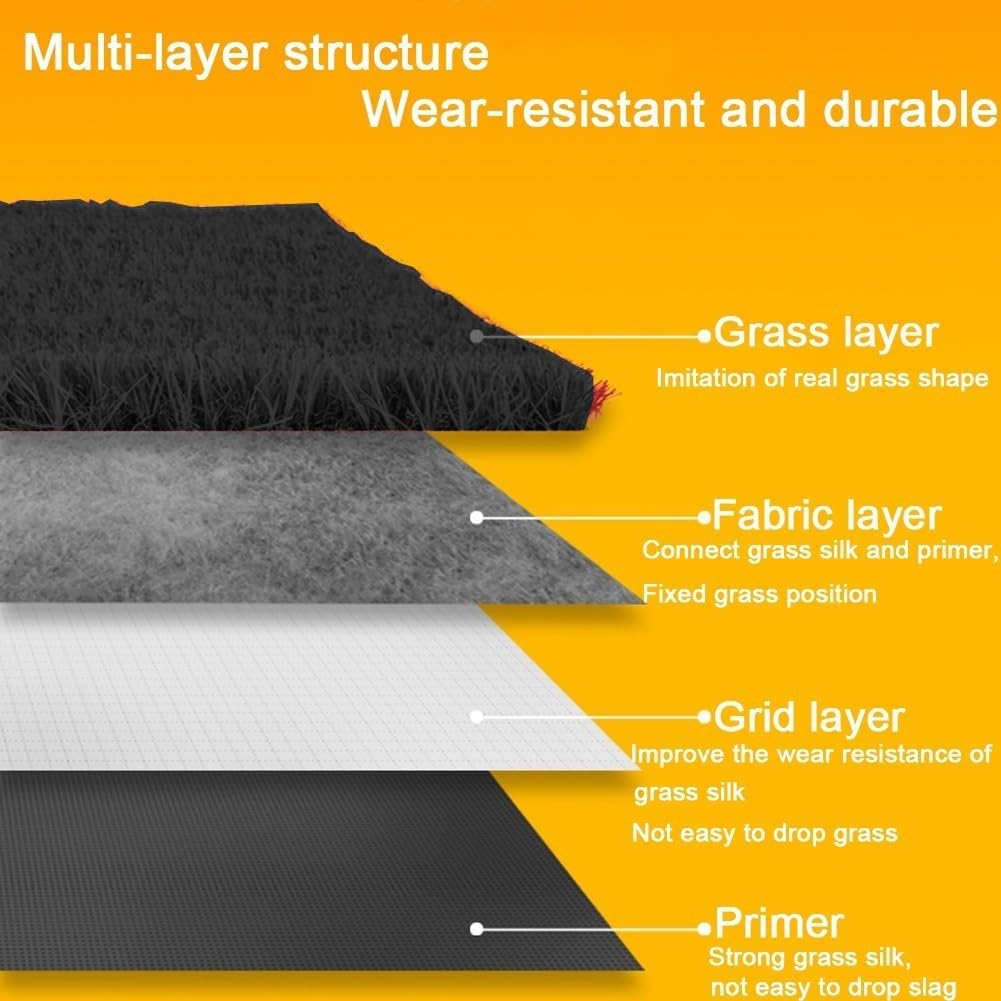 Artificial Grass Fake Grass Lawn Turf Realistic Synthetic Pet Turf Garden Landscape, Faux Grass Indoor/Outdoor Rugs with Drain Holes, Customized Available(Black,39x79IN)