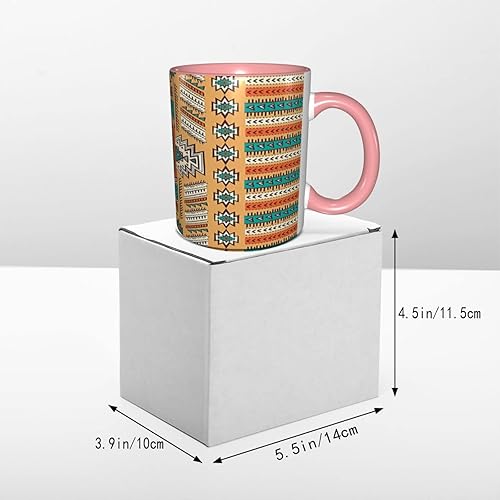 Miniatura 6 de Taza de té grande, taza única tribal, patrón de tribu secreta azteca india, bohemio, 11 onzas, regalos personalizados, naranja y verde azulado