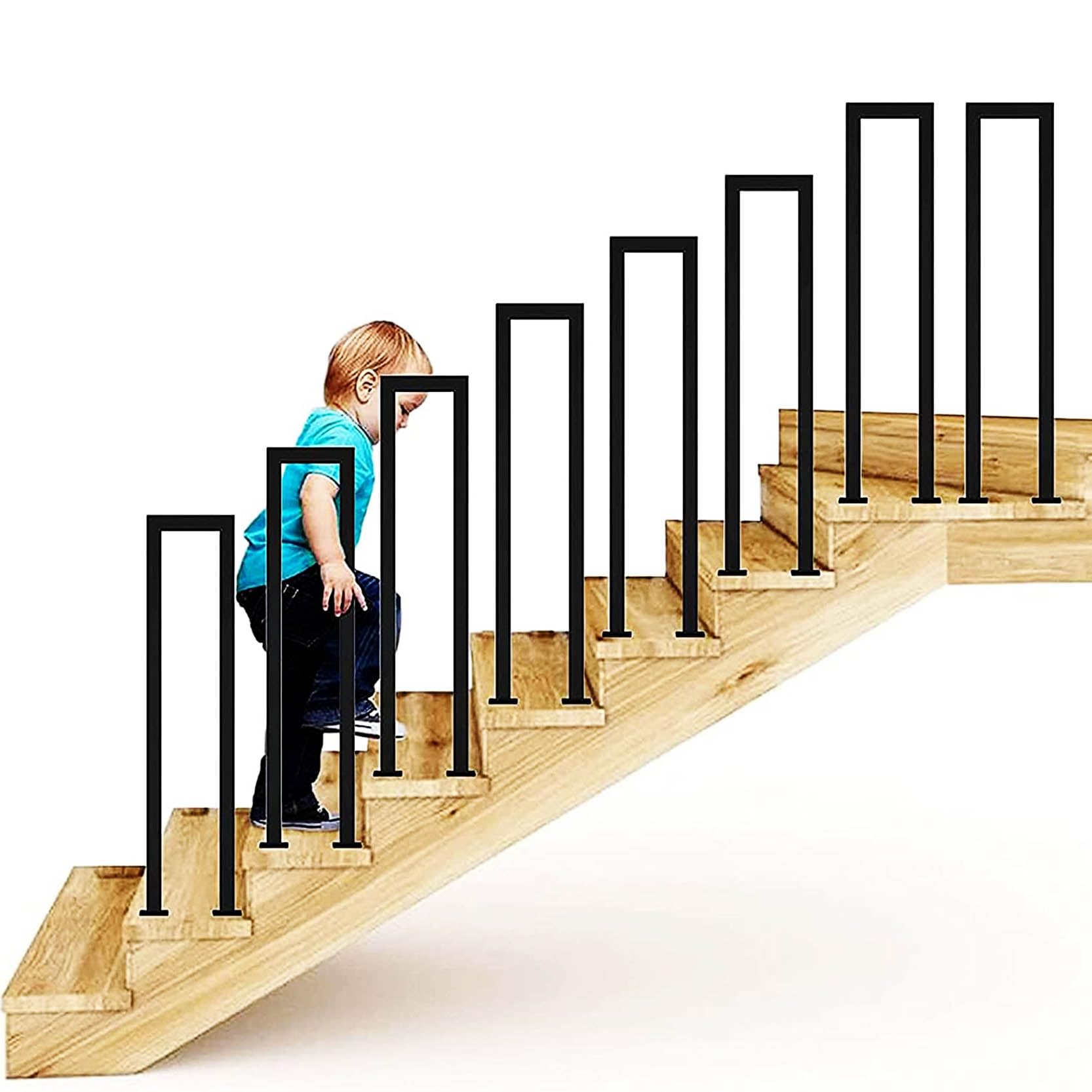 GLDYTVF U-Shaped Stair Handrail Railing,Iron Loft Balcony Fence Hand Rail,Safety Non-Slip Support Bar Railing for Indoor Outdoor，Garden, Villa, Corridor Entrance(1 Pcs)(Size:85cm/33.5in)