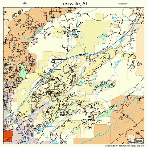 Large Street Road Map Of Trussville Alabama AL Printed Poster Size 61 4TJF2aRL 