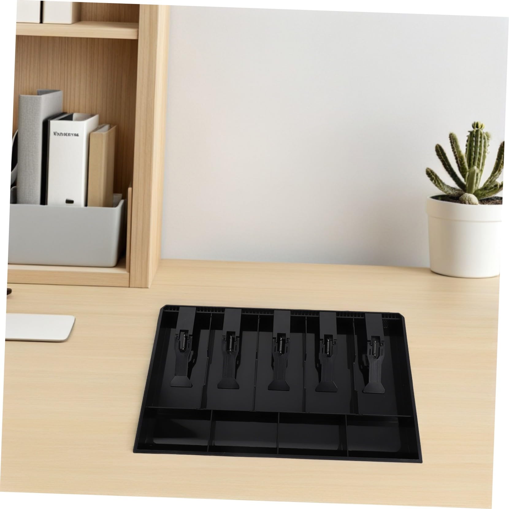 2 Pezzi Organizer Scrivania con Vassoi e Scomparti Multipli Cassetto Contanti con Clip per Banconote e Monete Versatile per Soldi e Accessori Design Resistente e Funzionale