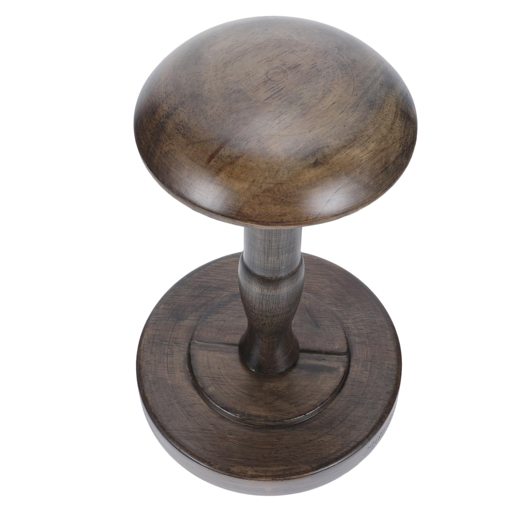 CAXUSD Wooden Hat Stand Wigs Display Holder Caps Shelf with Rotating Base for Home and Retail Use, Coffee, 23X16CM