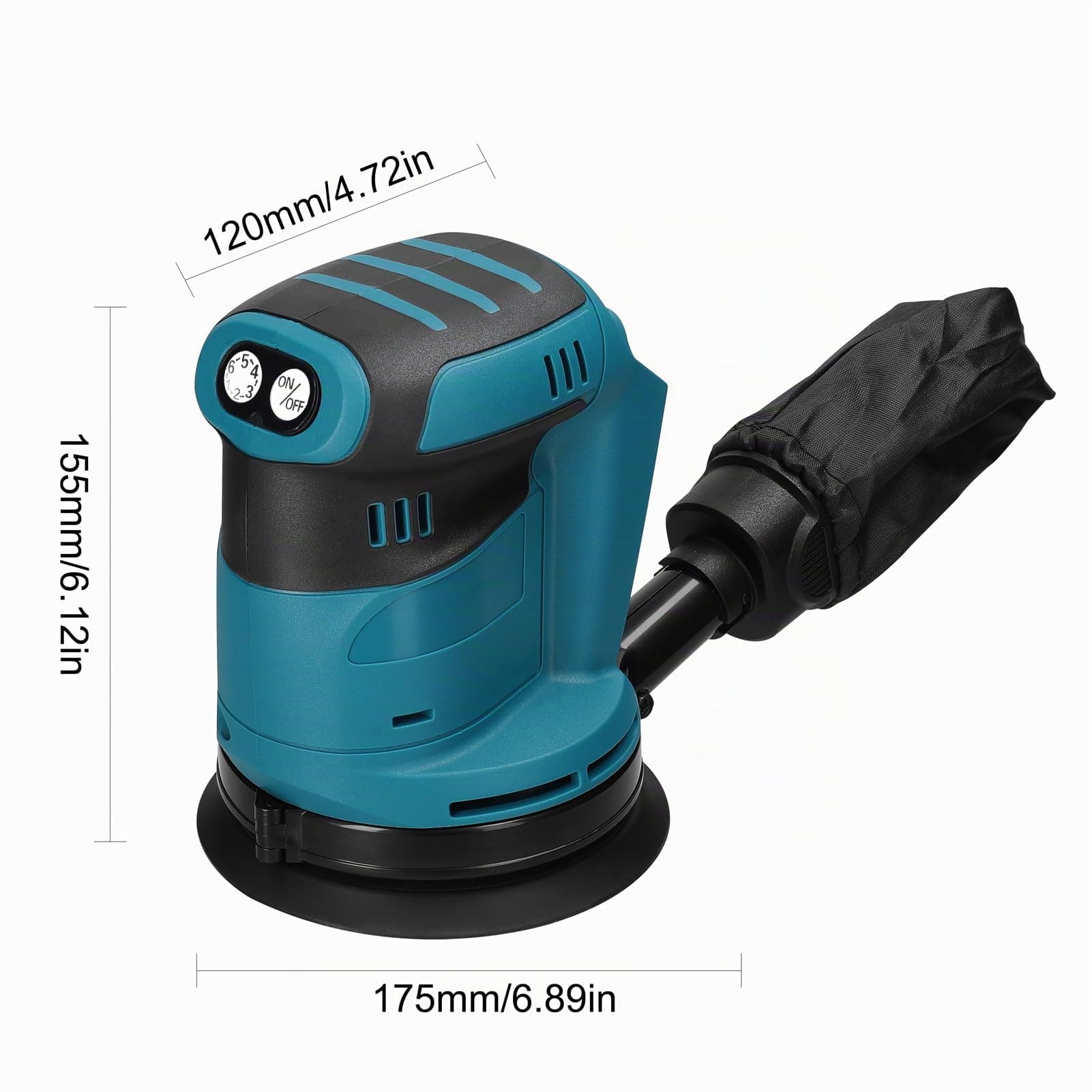 Weytoll Ponceuse Excentrique sans Fil 125 mm Vitesse 12000 tr/min Moteur Brushless (Compatible avec Batterie Makita 18V, Piles non incluses)