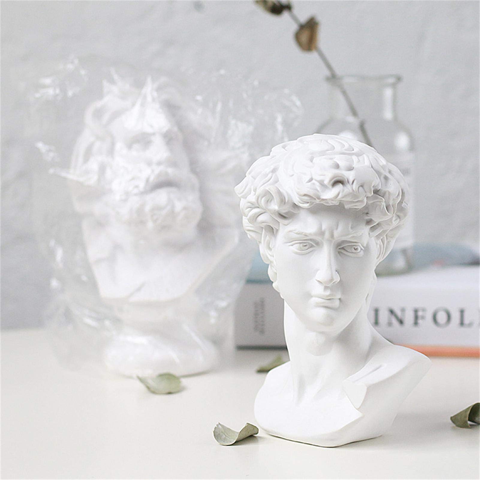 BIUBIUGO Classic Mini 2.7” Greek Bust,Home Décor Mini Resin Figure Sculpture David Venus St Georges Athena Laocoon Crafts Replica Greek Statues,Michelangelo Sculpture Figurine (David)(DS-001)