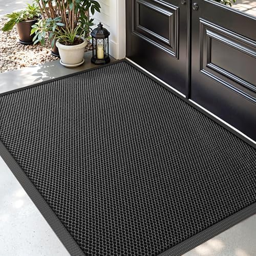 DEXI Fußmatte außen 120 x 180 cm, rutschfeste Schmutzfangmatte, Schwarz | langlebig Fußabtreter Außenbereich, robust Fussmatte Aussen, wasserdichte Türmatte für den Eingang, Haustü