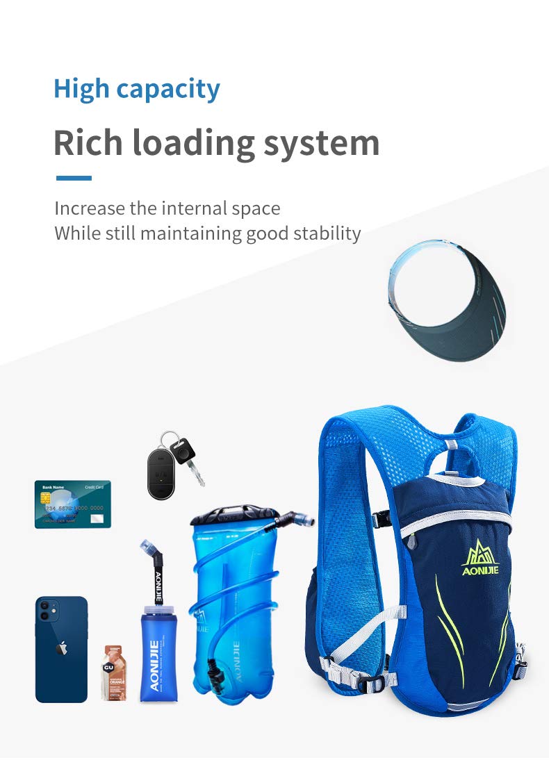 AONIJIE - Zaino da 5,5 l, per maratona, ciclismo all'aperto, arrampicata, con sacca d'acqua da 2 l