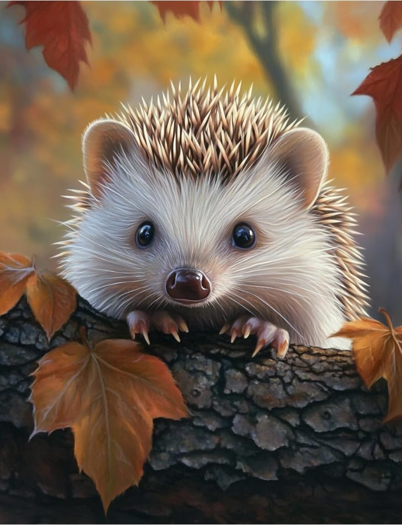 NAHUIGOOD Easy Cross Stitch Kits,Hedgehog 11CT40x50cm,11CT Stamped Embroidery Starter Kit for Cross-Stitch Supplies Needlework Craft