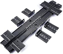 HomDSim 14 inches Ball Bearing Desk Keyboard Drawer Tray Slide Rail Track 3/4 Extension Adjustable Steel Metal High Pound Capacity Side Mount Suites Underdesk with Screws Black