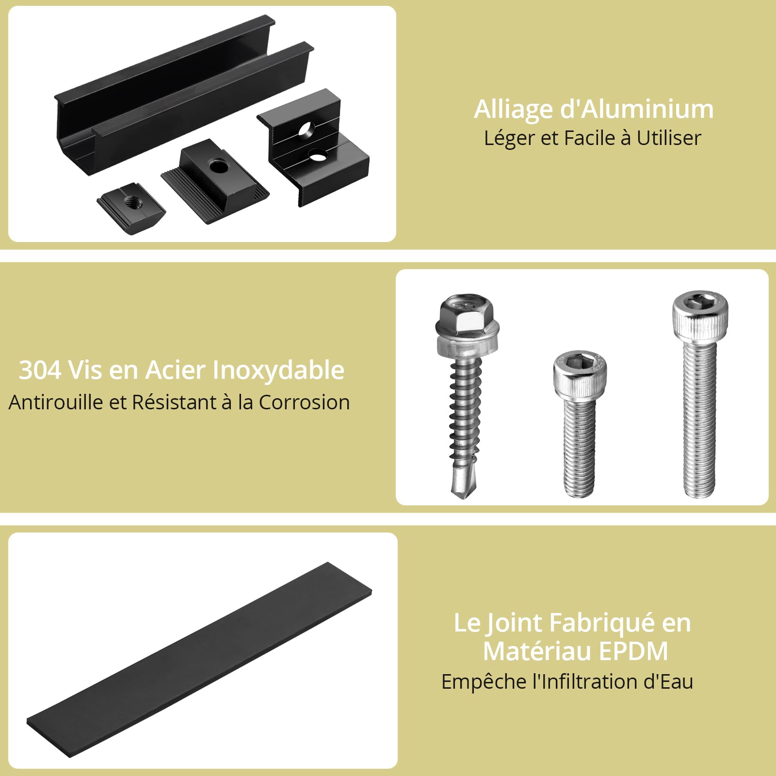 Anbte Kit de Supports de Panneau Solaire 6 Rails Courts en Aluminium avec 4 Pinces d'Extrémité en Z et 2 Pinces Centrales Supports en T Modules pour 30MM/35MM (Rails Courts de 120mm)
