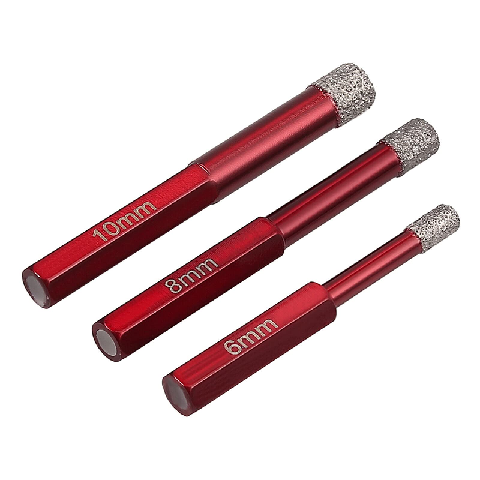 NUSHKIJuego De Brocas De Gres Porcelánico De Mármol Para Baldosas De Diamante Seco Con Vástago Hexagonal Duradero De 3 Uds., Juego De 6/8/10mm