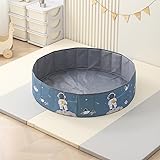 Kinder Bällebad, Faltbar, 100/120cm Durchmesser, 30cm Hoch, Oxford Gewebe, Mit 200 Bällen, Astronauten oder Einhorn Design, Mit Tragetasche (Blau, 100cm Durchmesser)