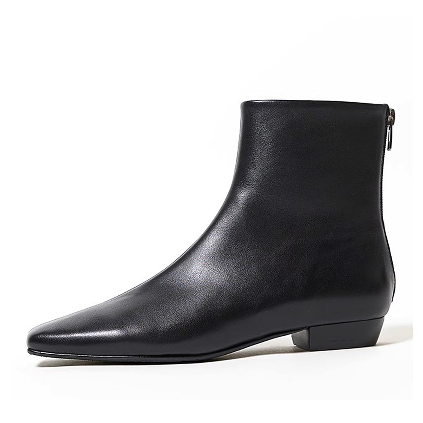 LEMUTISME Women's Stylish Square Toe Matte Leather/Suede/Animal Pattern Comfort Casual Low Flat Heel Dress Chelsea Ankle Booties