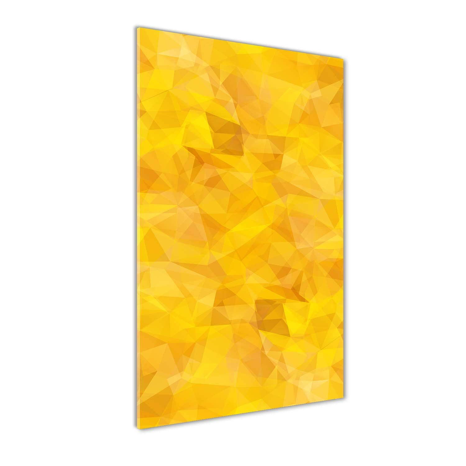 Tulup Impression sur Verre de 50x100 cm Image Tableau Photo décorative panoramique pour la Cuisine et Le Salon - Art: Moderne et Classique - Triangles d'abstraction - Jaune