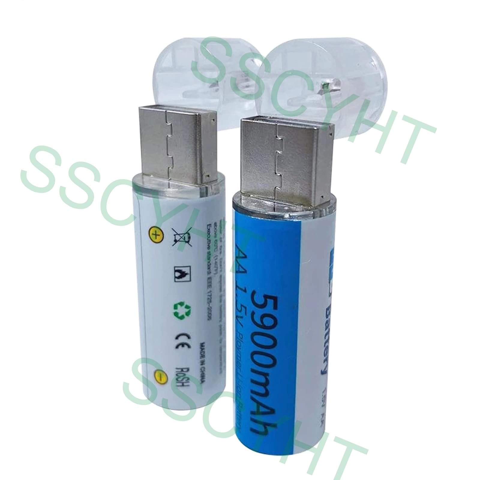 Baterías AA Recargables por USB, batería de Iones de Litio Doble A de 5900mAh, recargada hasta 1000 ciclos, batería AA de 1,5 V y 5900mAh