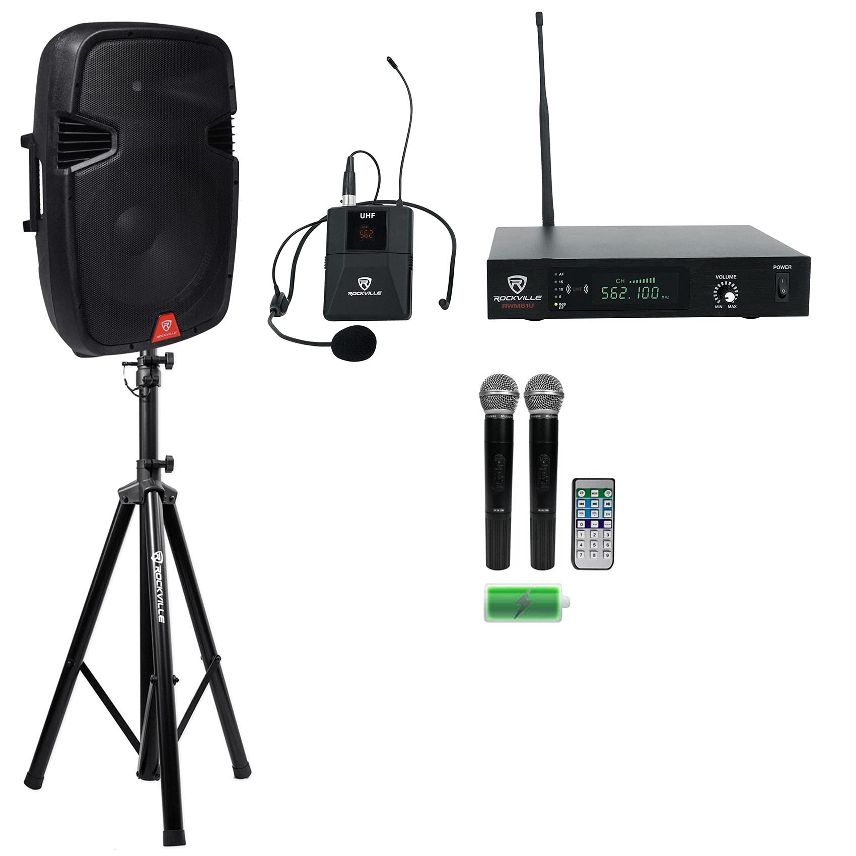 Amazon.com: Rockville RAM15BT Bundle: Rechargeable 800W Peak