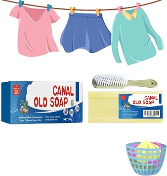 Canal Old Soap with Brush, Grand Old Soap for Stains, Canal Underwear Cleaning Laundry Long Lasting Fragrance Soap Bars, Gentle Not Hurt Hands Removing Old Stains 1PCS