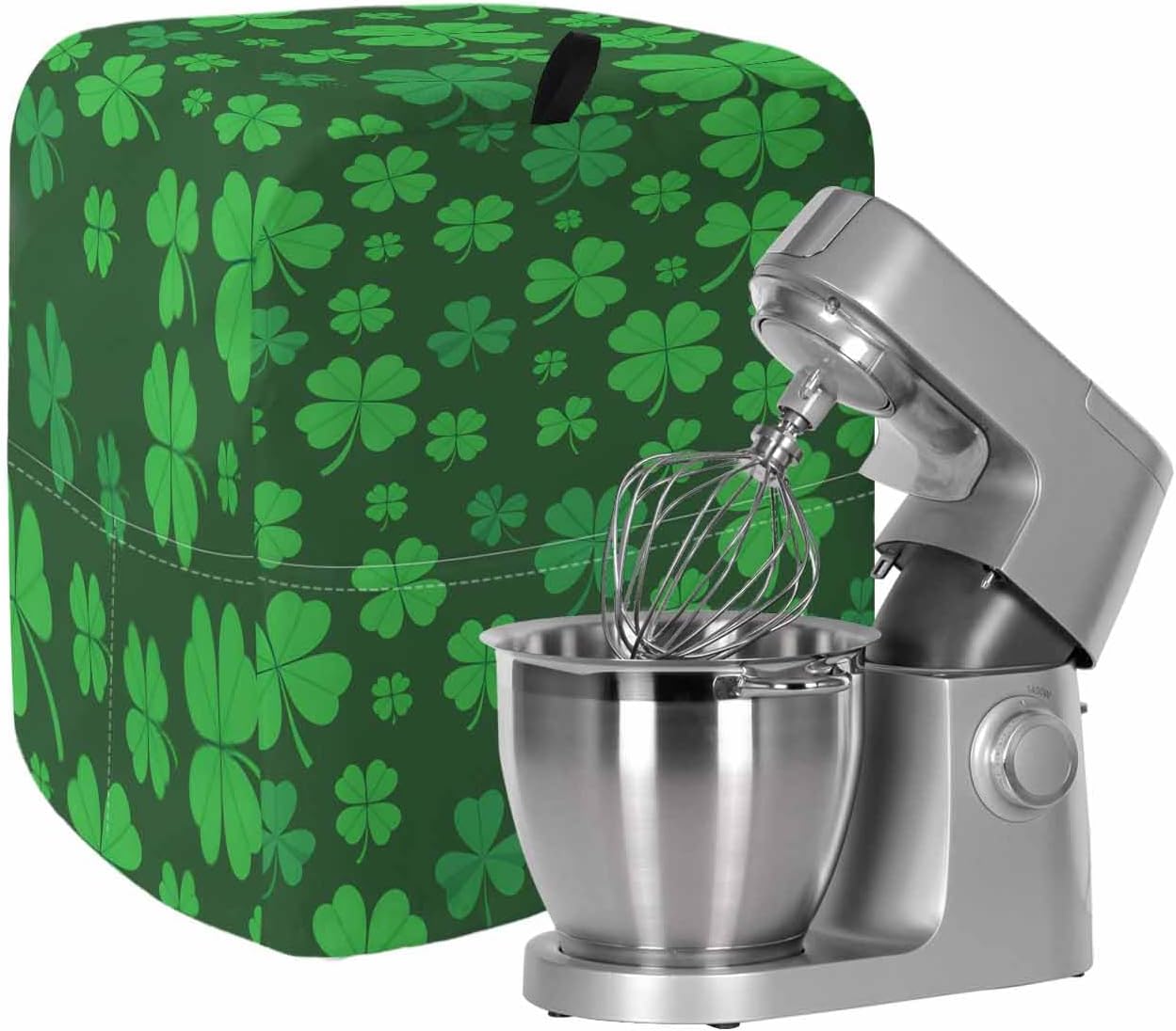 St. Patrick's Day Stand Mixer Cover with Storage Pocket, Waterproof Kitchen Mixer Covers, Spring Green Shamrock Grass Lucky Kitchen Appliance Dust Cover Compatible with 5-8 Quart Mixers