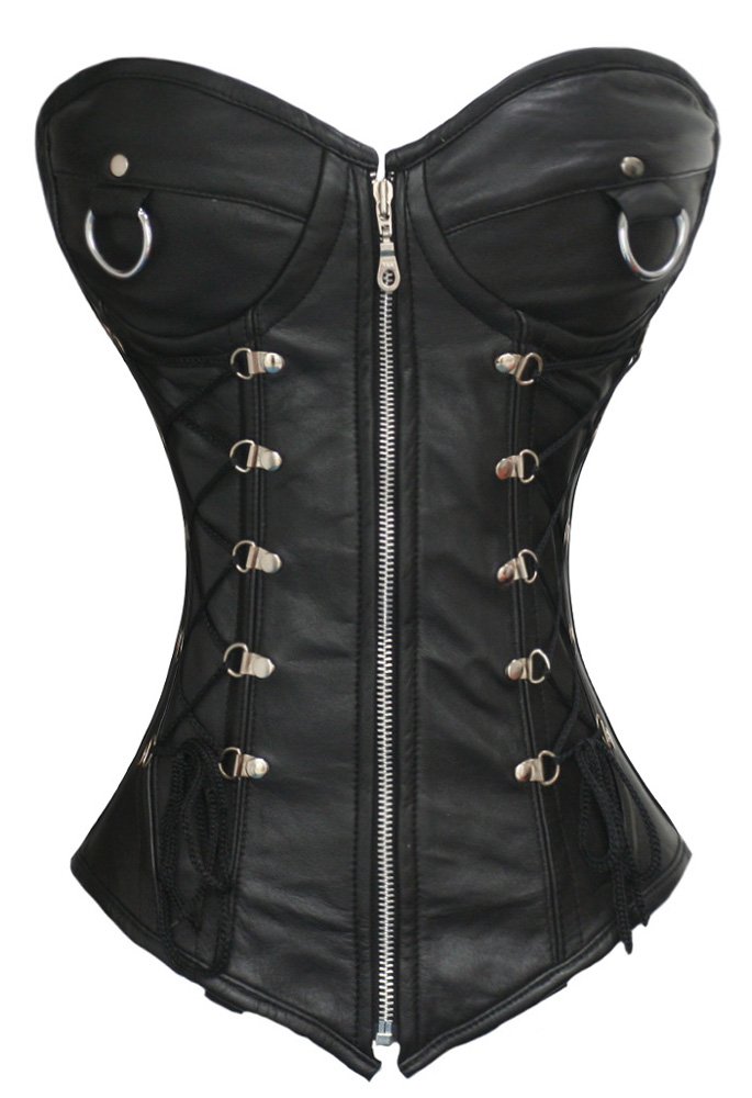 luvsecretlingerie Heavy Duty 24 Double Steel Boned Waist Training Genuine Leather Overbust Tight Shaper Corset 1217-LE