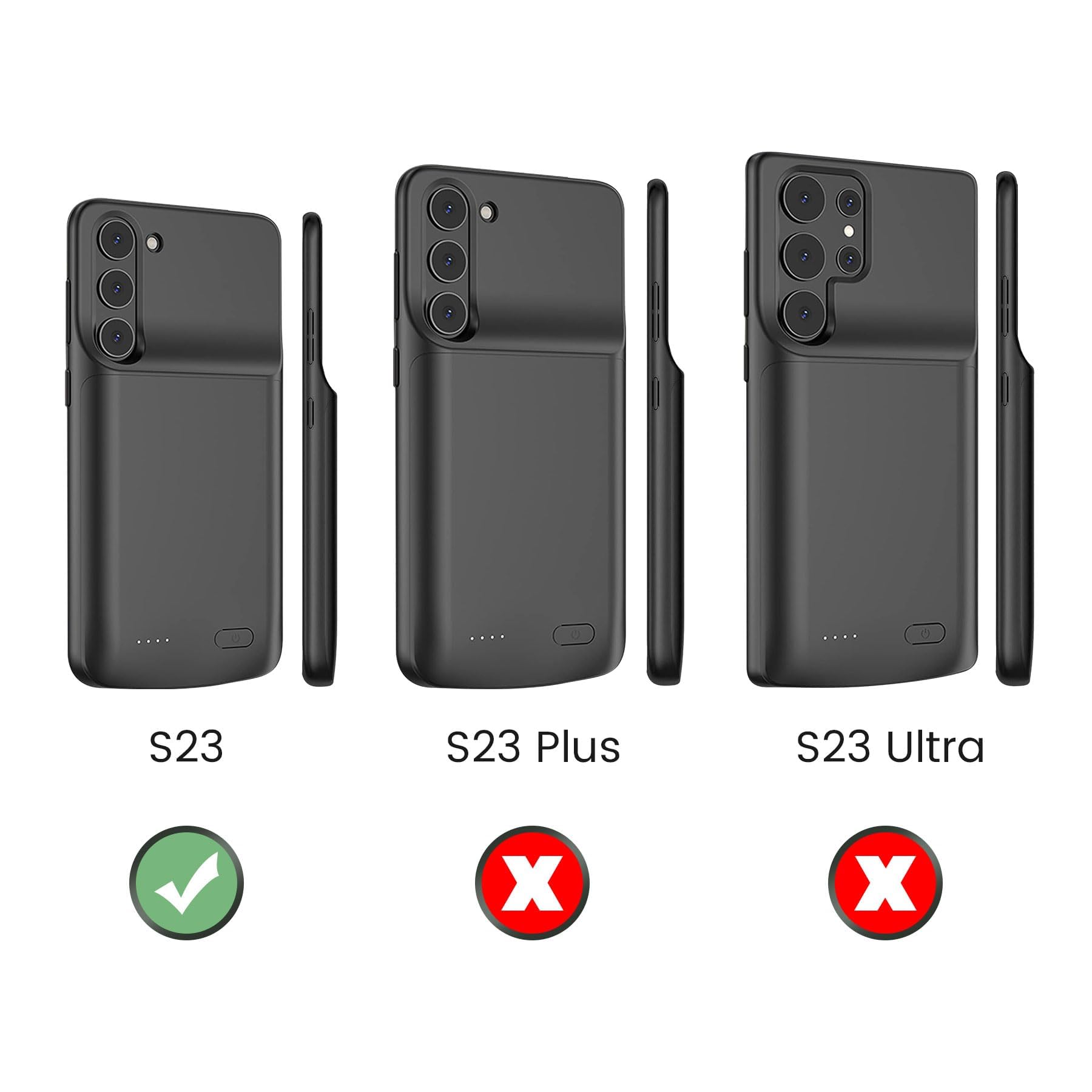 Fey Battery Case for Galaxy S23, 4700mAh Rechargeable Battery Charging Cases for Samsung Galaxy S23 5G, Extended External Backup Power Bank Charger Cover, Add Extra Juice Black