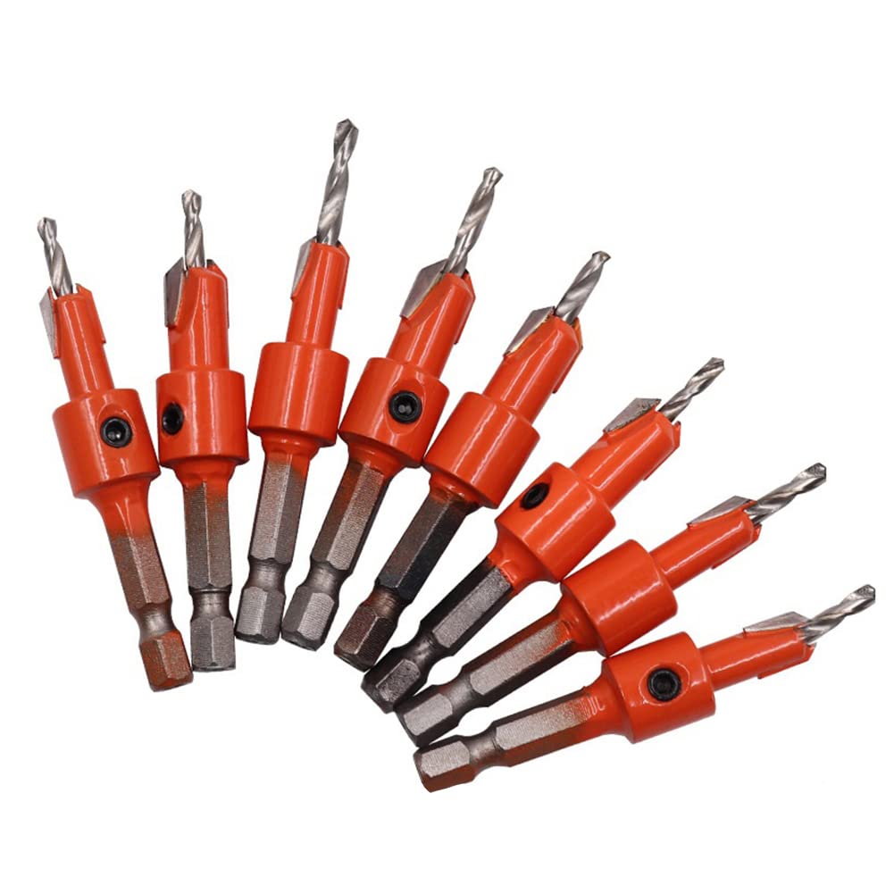 8 sztuk 1/4 "Pogłębiacz Pogłębiacz Pogłębiacz Wiertło Wiertło Wiertło Frezarka do obróbki drewna Śruba Extractor Router