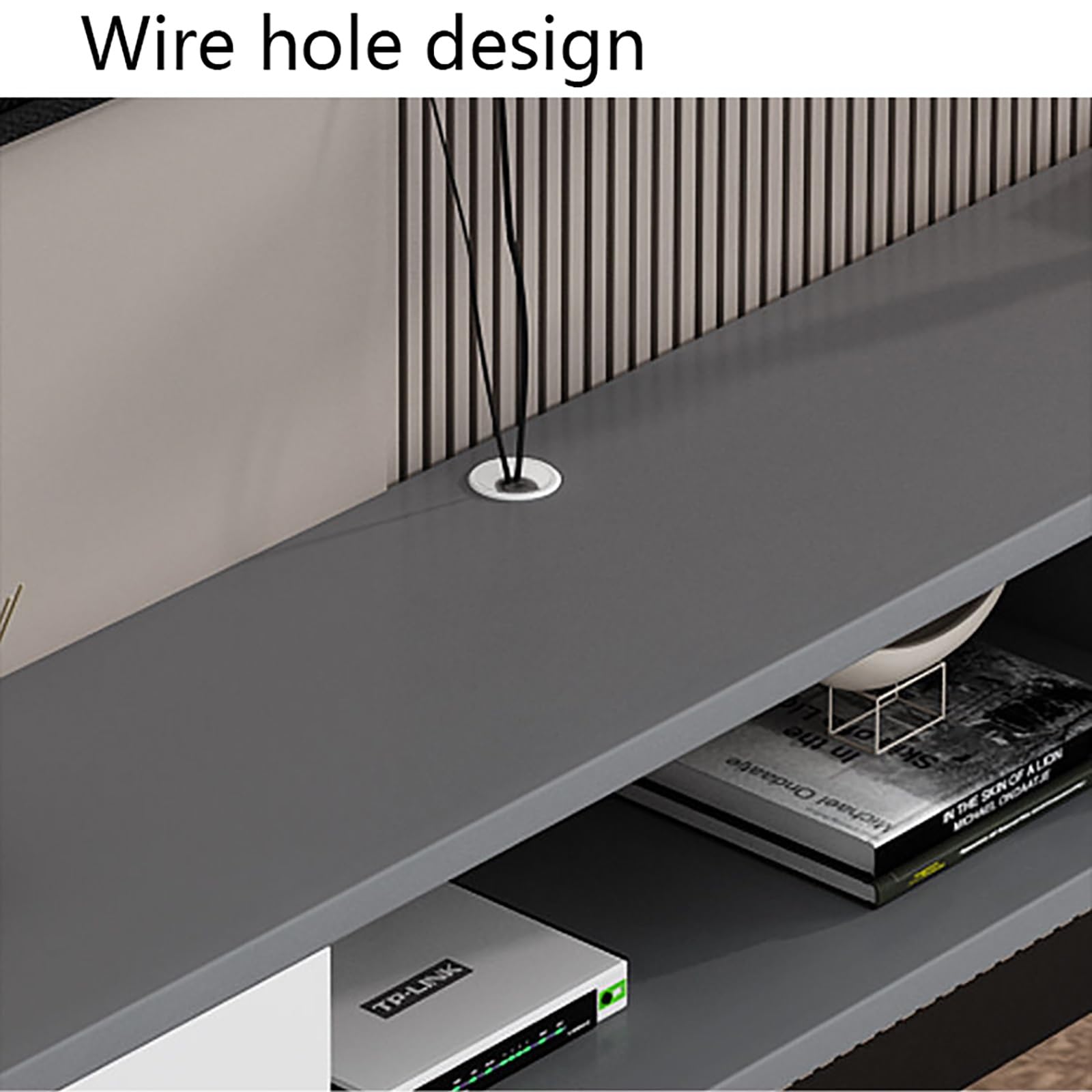 Mobile TV Sospeso, Console Multimediale A Parete, Mobile Porta TV In Legno Con Ante A Ribalta E Cassetti, Mobiletto TV Per Lettore DVD, Decoder, Console Per Videogiochi(Gray white,200x22x20cm)