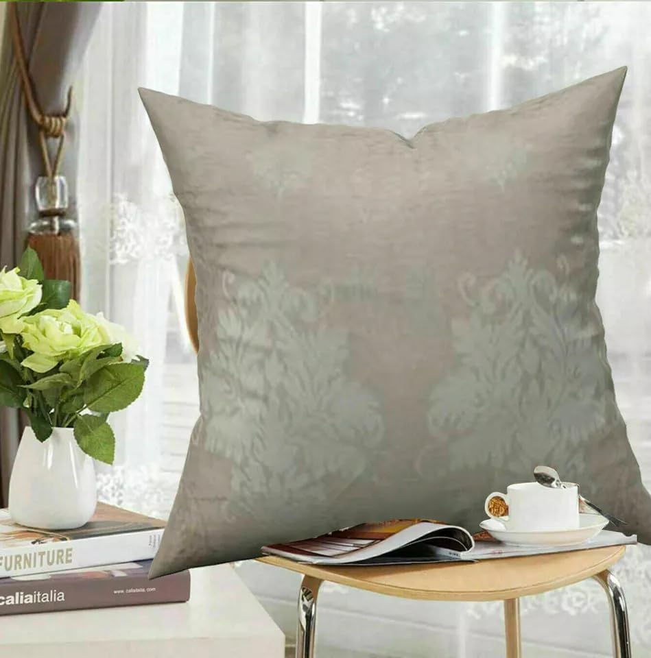 PRIME LINENS Cushion Covers 43 x 43 cm Jacquard Square Throw Pillow Sofa Cushion for Chair Bed Decorative Floral Cushion for Bedroom (Virginia Beige, 2 x Cushion Cover 43x43 Cm)