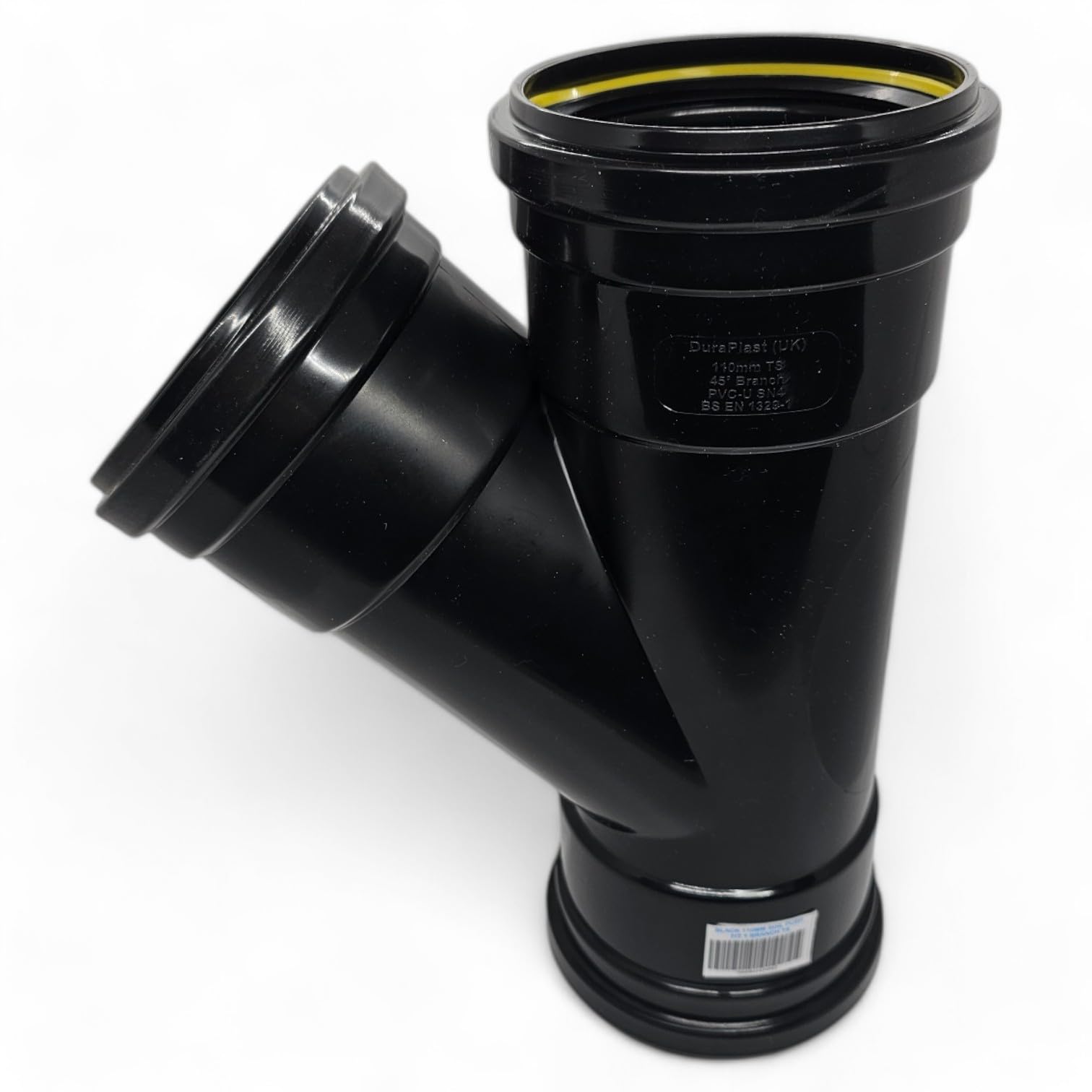 Duraplast UKβ’ Black 110mm (4 Inch) Soil Pushfit 45 Degree Y Branch Triple Socket | BS Certified Durable PVC Fitting for Above & Below Ground Drainage Systems | Easy Installation & Reliable Performance