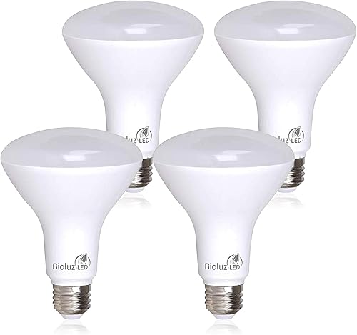 Bioluz LED Paquete de 4 bombillas LED BR30 para interiores, 90+ CRI 75 W, equivalentes a 9.5 W, 4000 K, blanco frío, 850 lúmenes, base E26,