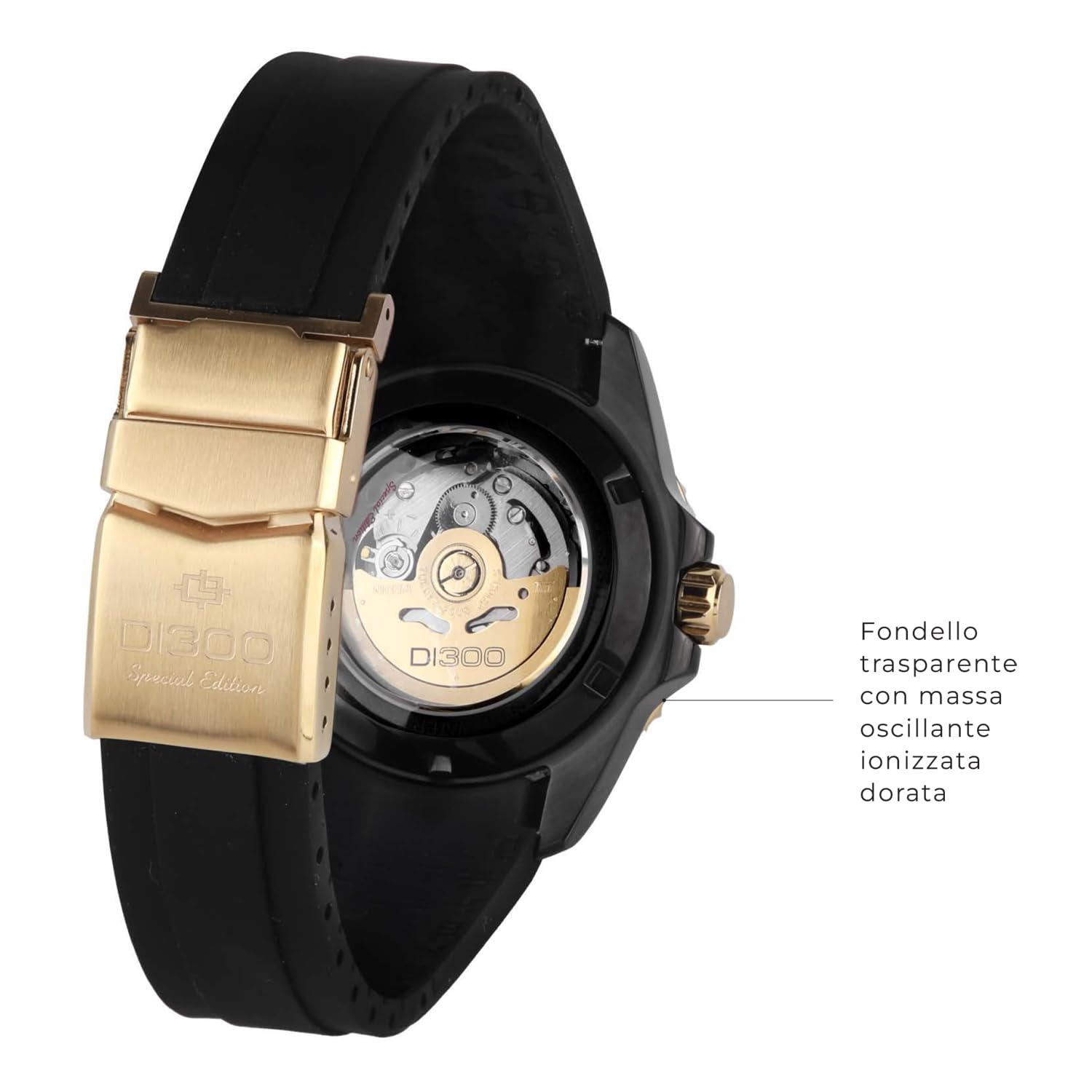 Lorenz DI300 Special Edition 030258BK - Orologio Uomo Sportivo - Orologio Automatico con Cinturino in Resina - Subaqueo Professionale fino a 300 metri - Cofanetto esclusivo Helmet box Diver