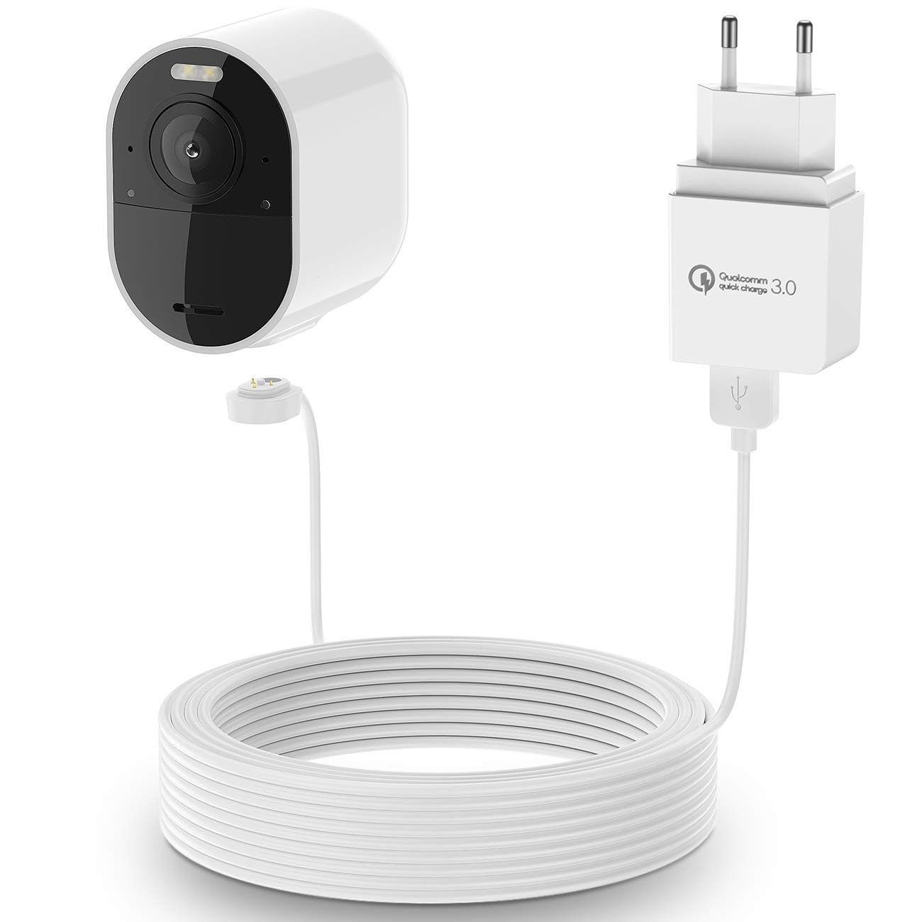 HOLACA Adaptador de red compatible con Arl o Pro 3/4/5/Ultra 1&2 con cable de carga magnético de 30 ft/9 m + adaptador de alimentación 3.0 (cámara no incluida)