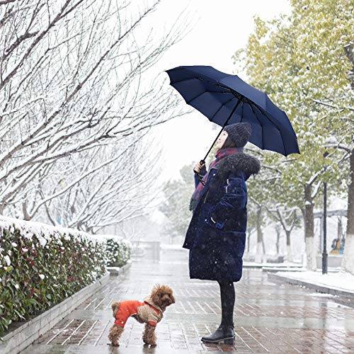 KKmoon 12 Costelas Guarda-chuva dobrável à prova de vento para viagem Guarda-chuva de golfe Canopy c