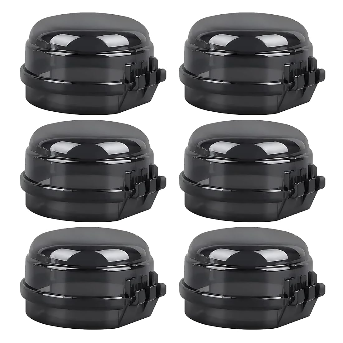 WUSJCOF 6 Piezas Protector de Perillas de Cocina para Niños, Protección Transparente para Cocina, Seguridad para Bebés en Horno (Máx. Ø 4,3 cm y 4 cm de Alto, Mín. 6 cm) (Negro)